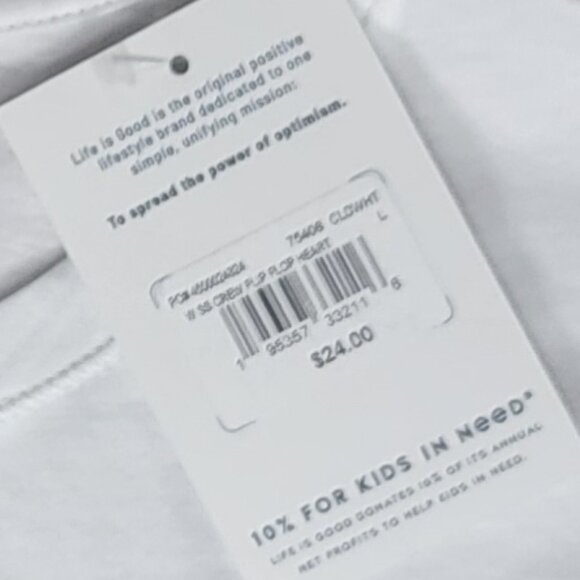 NWT Life Is Good White Crew Neck Short Sleeve Tee Flip Flop Heart - L - Picture 7 of 12